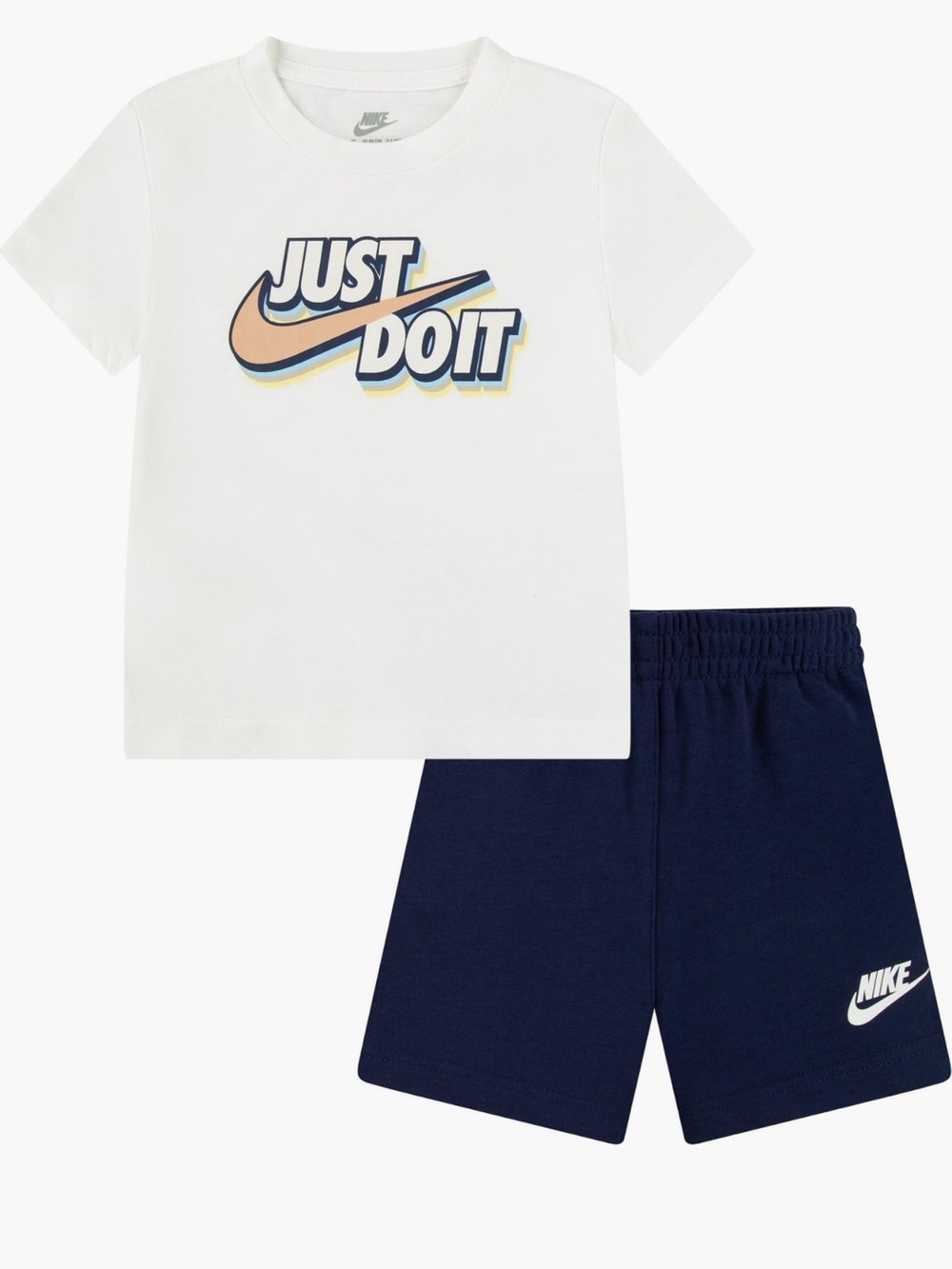 Nike White Tee with Navy Shorts - 'Just Do It' Graphic Set